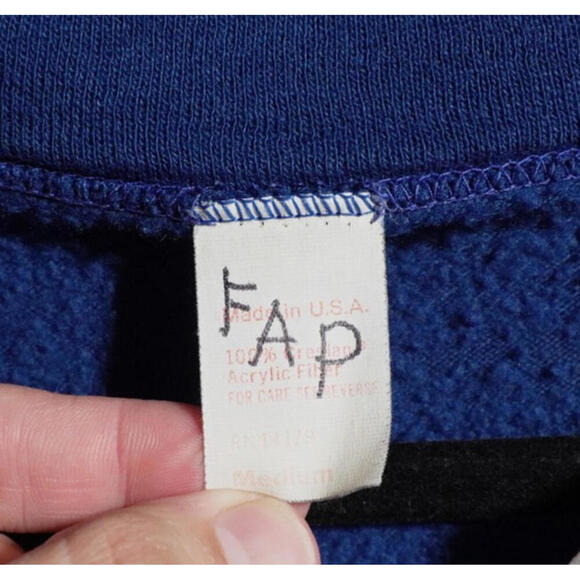 VTG 70s Tultex Blue Full Zip Sweatshirt Stripes Athletic Jacket USA‎ Made Mens M - Picture 2 of 5